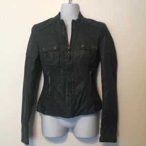 Aeropostale Gray Leather Bomber Jacket
